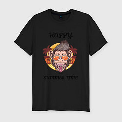 Мужская slim-футболка Счастливая обезьяна