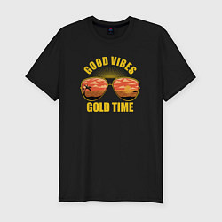 Мужская slim-футболка Good vibes gold time