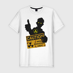 Футболка slim-fit Зомби с табличкой, цвет: белый