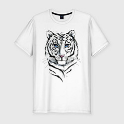 Мужская slim-футболка Белый тигр