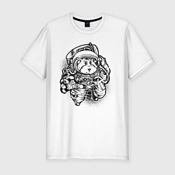 Мужская slim-футболка Хомяк космонавт