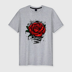 Футболка slim-fit Красная Роза Red Rose, цвет: меланж