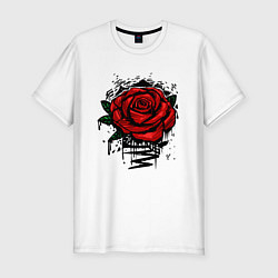Футболка slim-fit Красная Роза Red Rose, цвет: белый