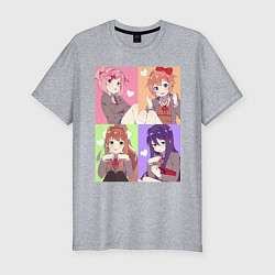 Футболка slim-fit Girls Doki Doki коллаж, цвет: меланж