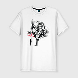 Мужская slim-футболка Человек раскрашивает дерево