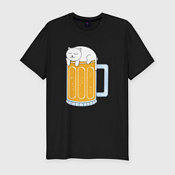 Футболка slim-fit Beer Cat, цвет: черный