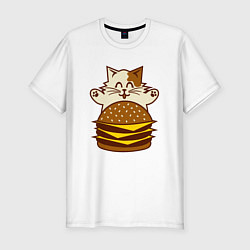 Мужская slim-футболка Голодный котик