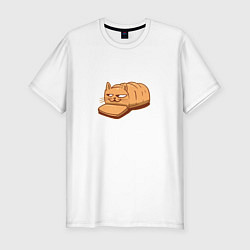Мужская slim-футболка Кот хлеб - Bread Cat
