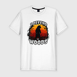 Мужская slim-футболка Медведь I defend the woods