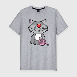 Мужская slim-футболка Smiling Cat