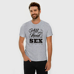 Футболка slim-fit All you need is SEX, цвет: меланж — фото 2