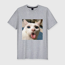 Мужская slim-футболка Мем про кота