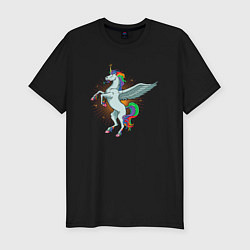 Мужская slim-футболка Единорог с крыльями
