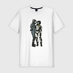 Мужская slim-футболка Влюблённые мотоциклисты