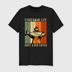 Мужская slim-футболка Рыбалка большой улов