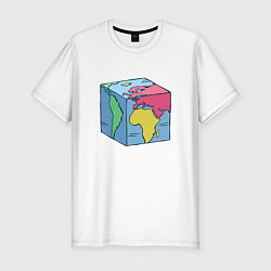 Мужская slim-футболка Квадратный глобус земли