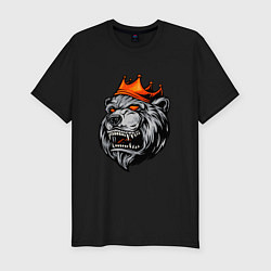 Мужская slim-футболка Грозный медведь в короне