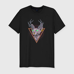 Мужская slim-футболка Кот демон с рогами