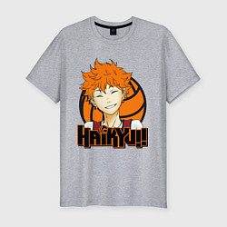 Мужская slim-футболка Haikyu Улыбка Хинаты