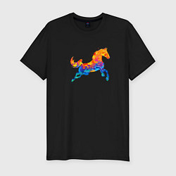Мужская slim-футболка Конь цветной