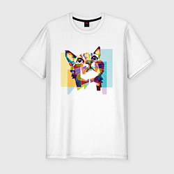 Мужская slim-футболка Разноцветный котэ