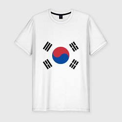 Футболка slim-fit Корея Корейский флаг, цвет: белый