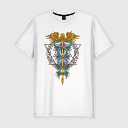 Мужская slim-футболка Кадуцей