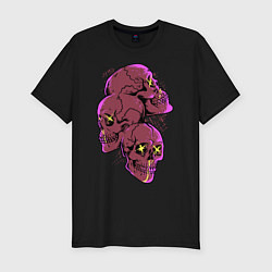 Футболка slim-fit Pink punk skulls, цвет: черный