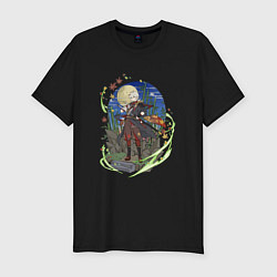 Мужская slim-футболка Кадзуха и луна