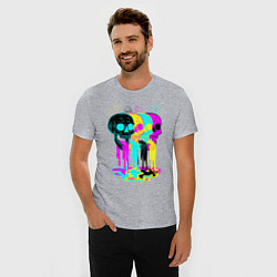 Футболка slim-fit 4 ЧЕРЕПА SKULLS NEON, цвет: меланж — фото 2