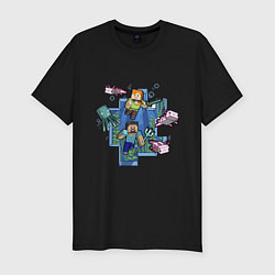 Мужская slim-футболка Майнкрафт Под водой