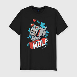 Мужская slim-футболка Майнкрафт Волк, Minecraft Wolf