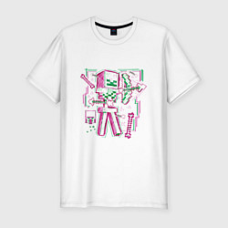 Мужская slim-футболка Майнкрафт скелет лучник