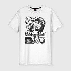 Мужская slim-футболка Космонавт и планеты