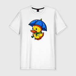 Мужская slim-футболка Утенок под зонтом