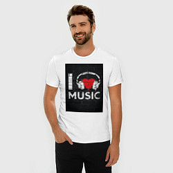 Футболка slim-fit I love music, цвет: белый — фото 2