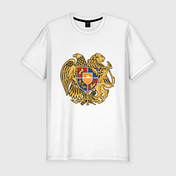 Футболка slim-fit Герб Армении Символика, цвет: белый