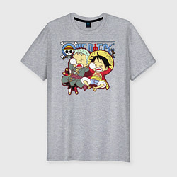 Мужская slim-футболка Малыши Зоро и Луффи One Piece