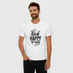 Футболка slim-fit Think happy thoughts, цвет: белый — фото 2