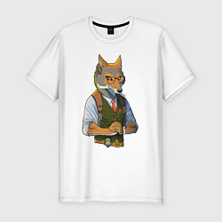 Мужская slim-футболка Волк-детектив