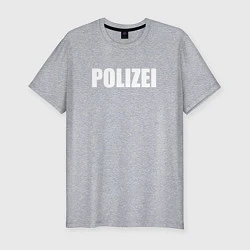 Футболка slim-fit POLIZEI Полиция Надпись Белая, цвет: меланж