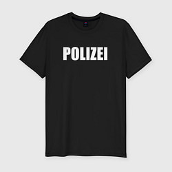 Футболка slim-fit POLIZEI Полиция Надпись Белая, цвет: черный
