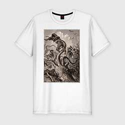 Мужская slim-футболка Кракен морское чудовище