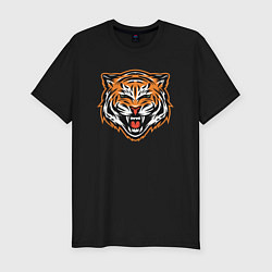 Мужская slim-футболка Грозный тигр