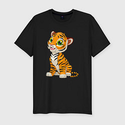 Мужская slim-футболка Малыш Тигр