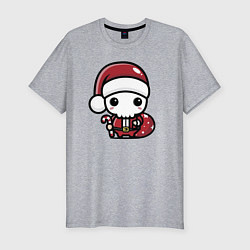 Мужская slim-футболка Маленький Санта Клаус
