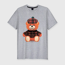 Мужская slim-футболка Медвежонок шотландец