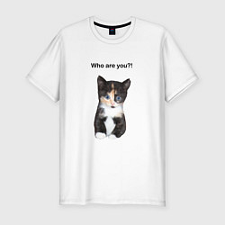 Футболка slim-fit Кот с вопросом, цвет: белый