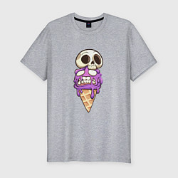 Мужская slim-футболка Мороженое Череп на Хэллоуин