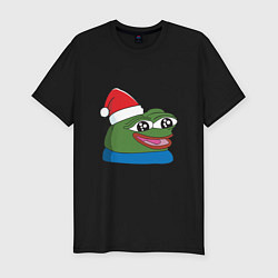 Мужская slim-футболка Pepe, pepe happy, Пепе хеппи, pepe happy new year
